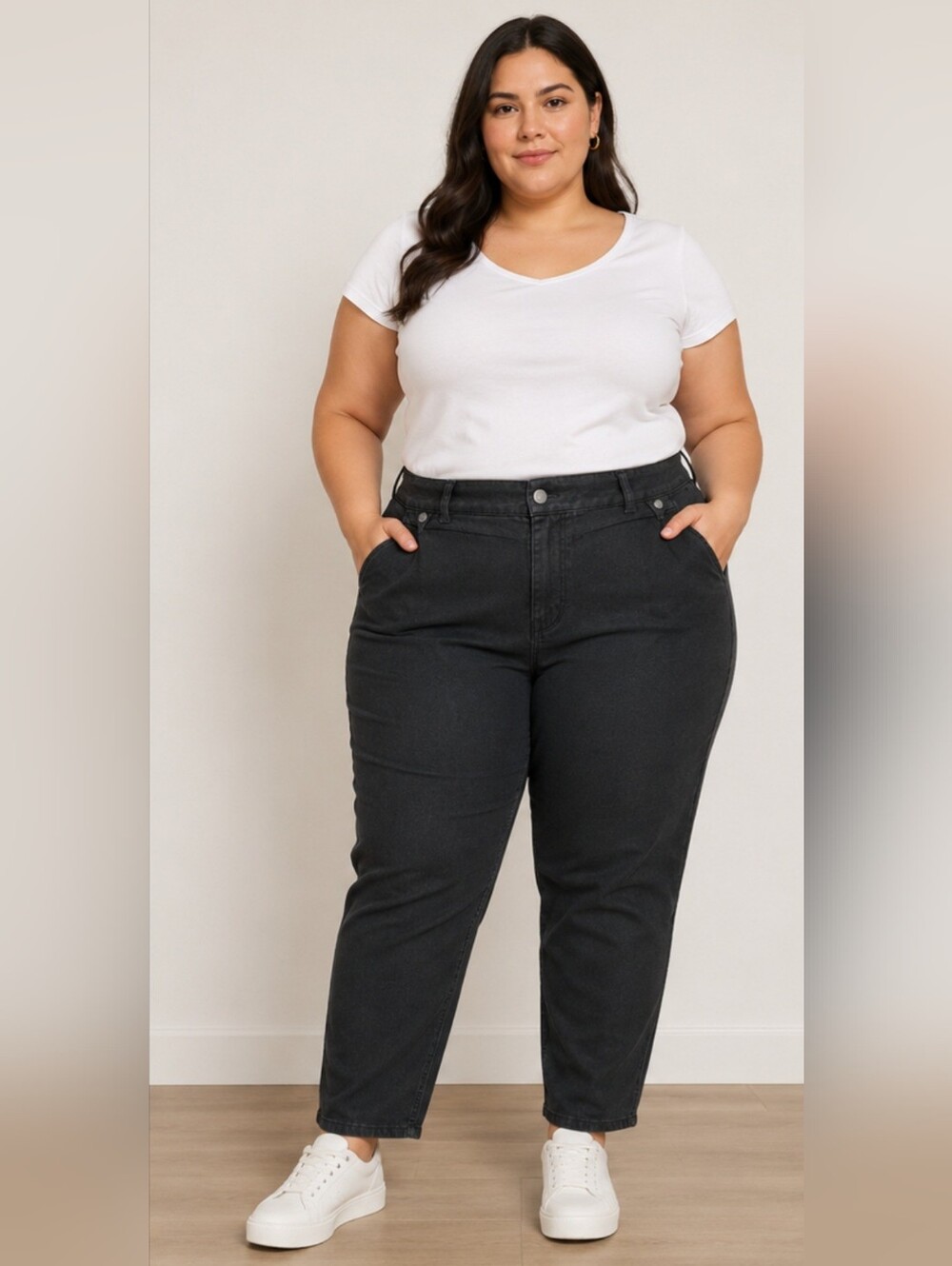 d. jeans Black Cotton/Rayon Blend High-Rise Ankle Jeans 18W